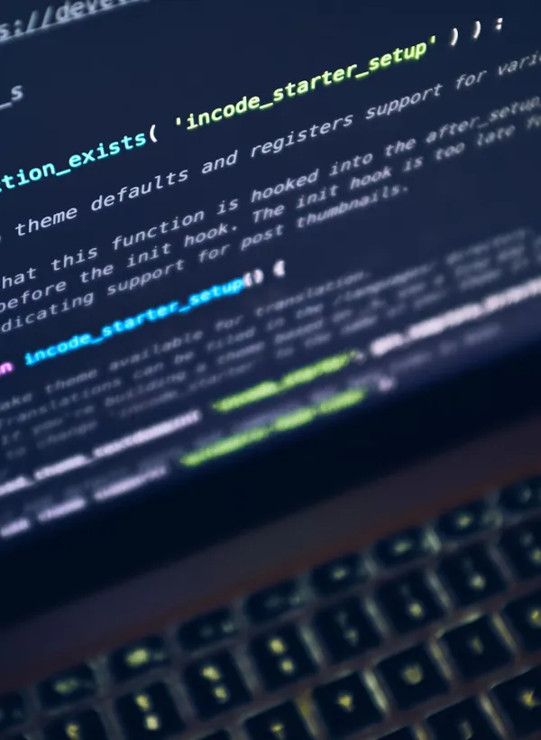 Laptop screen with code displayed